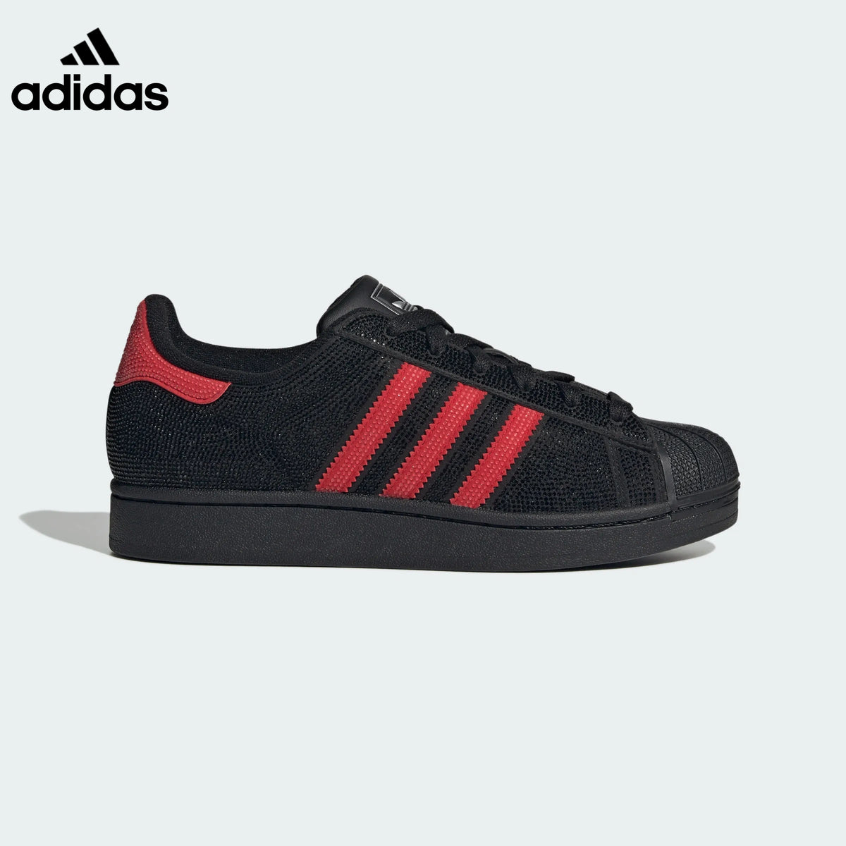 adidas Superstar Black Red Rhinestone Sneakers