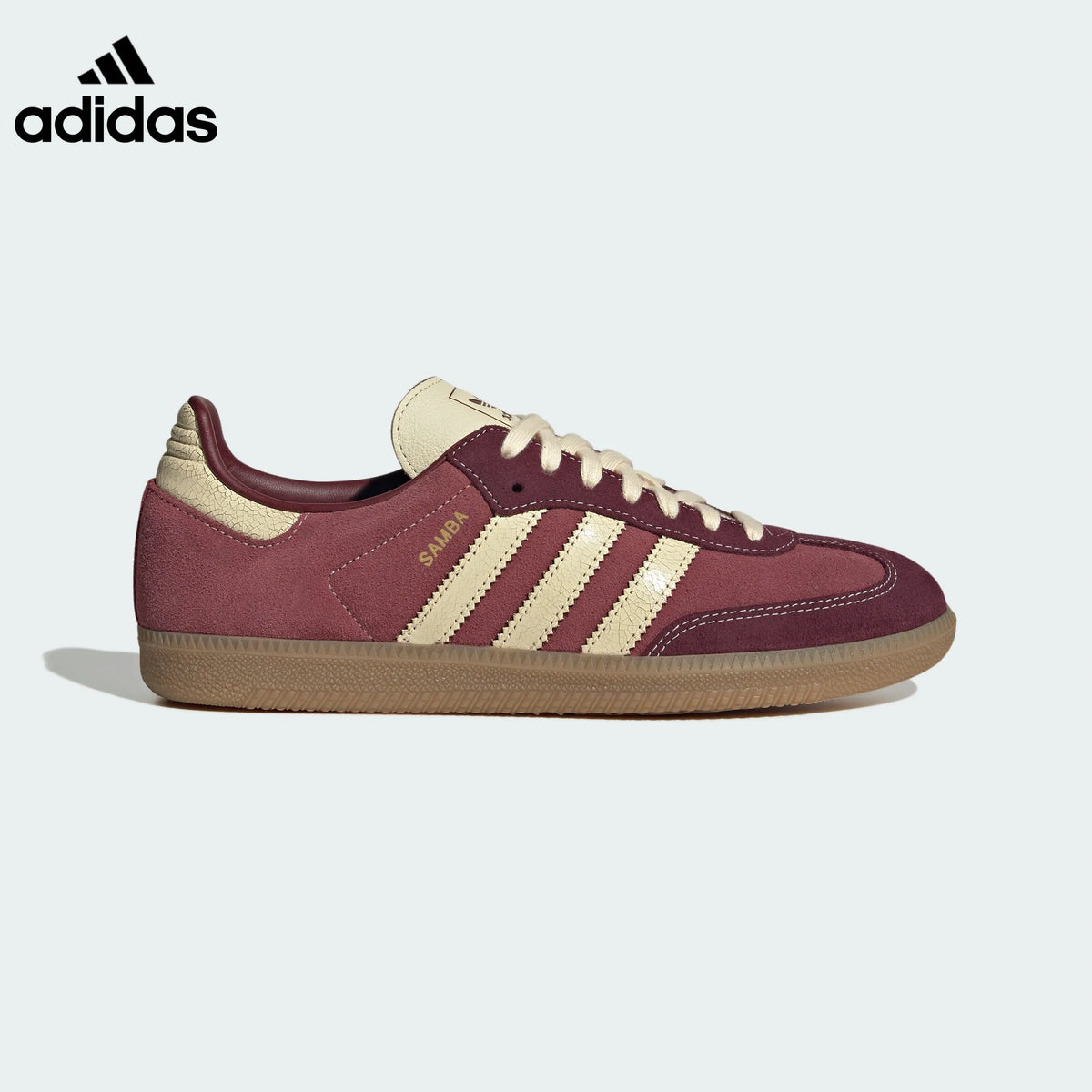 adidas Samba OG Sneakers – Maroon and Cream Cracked Leather