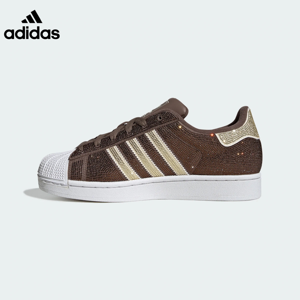 adidas Superstar Brown Rhinestone Sneakers