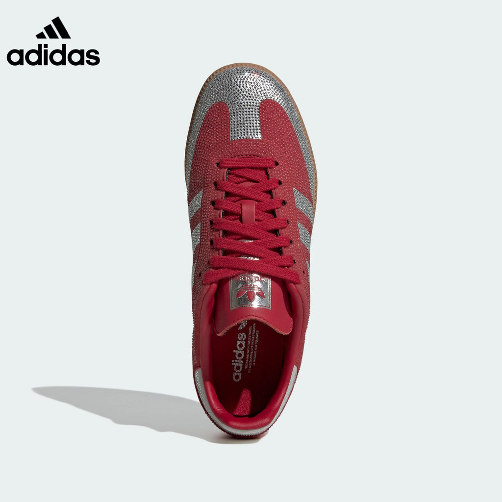 adidas Samba OG Sneakers – Red with Silver Rhinestones