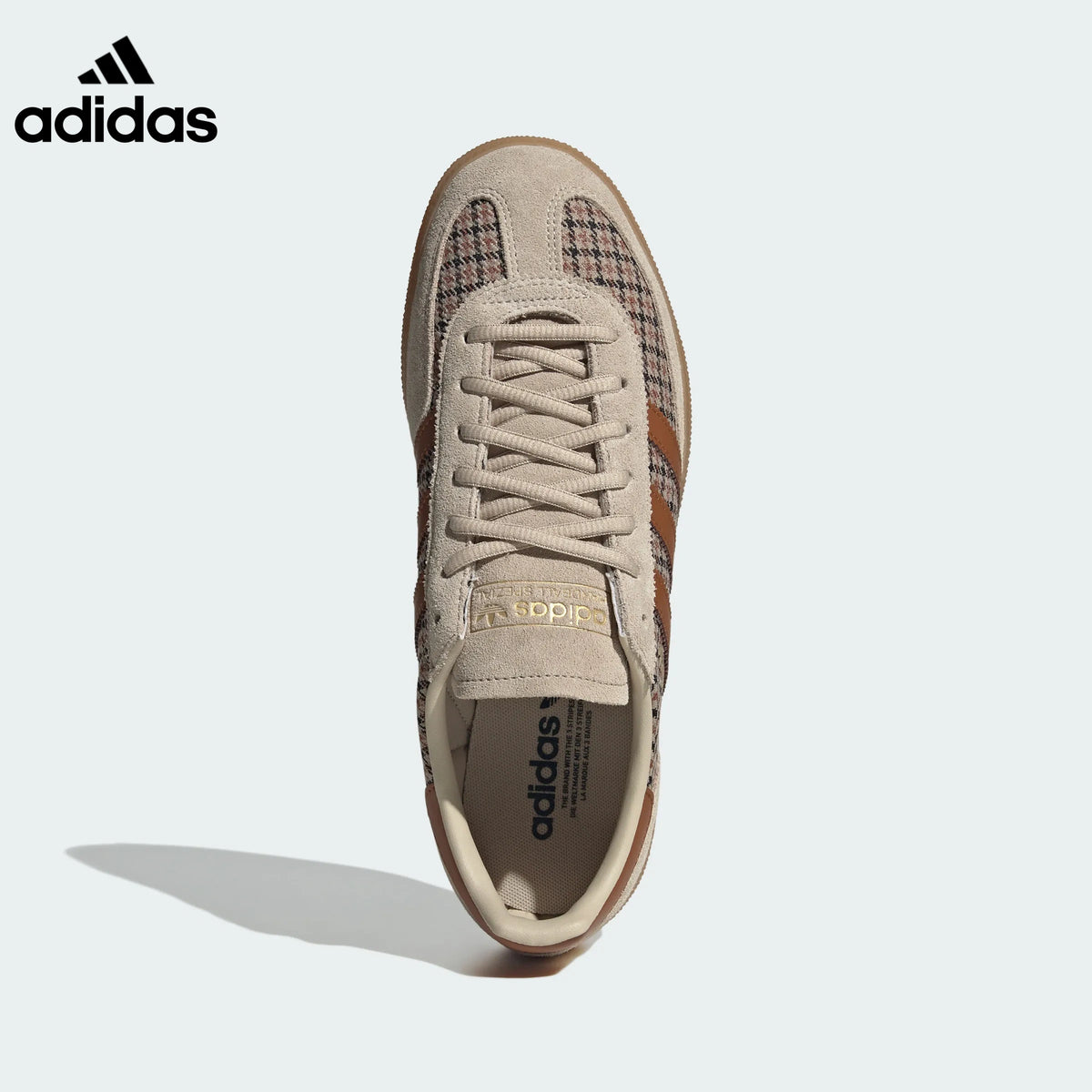 adidas handball women's shoes  men's handball sneakers Spezial Gazelle Beige Plaid Gum Sole Sneakers
