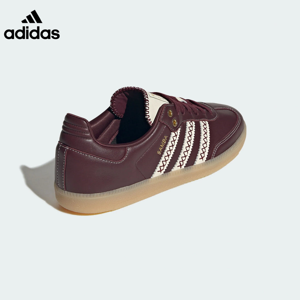 adidas Samba OG Sneakers – Burgundy with White Stitching