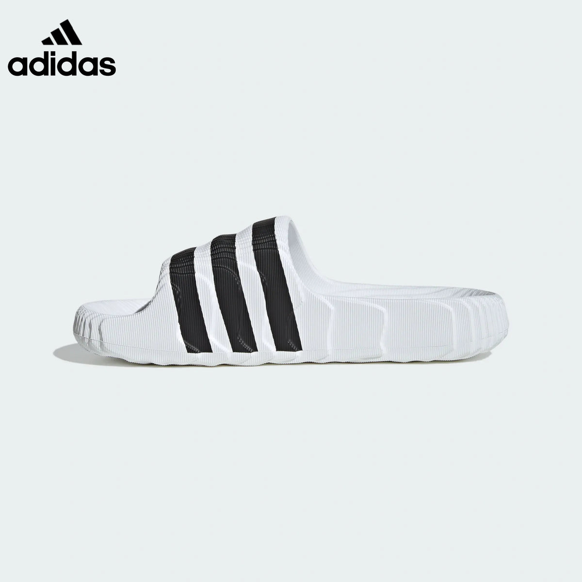 adidas Adilette 22 Slides – White with Black Stripes