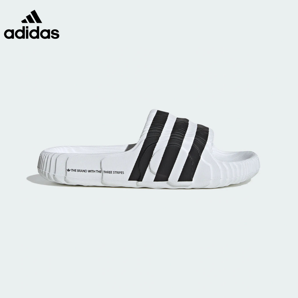 adidas Adilette 22 Slides – White with Black Stripes
