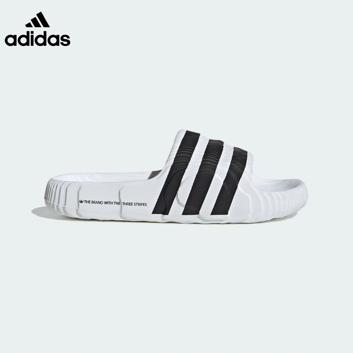adidas Adilette 22 Slides – White with Black Stripes