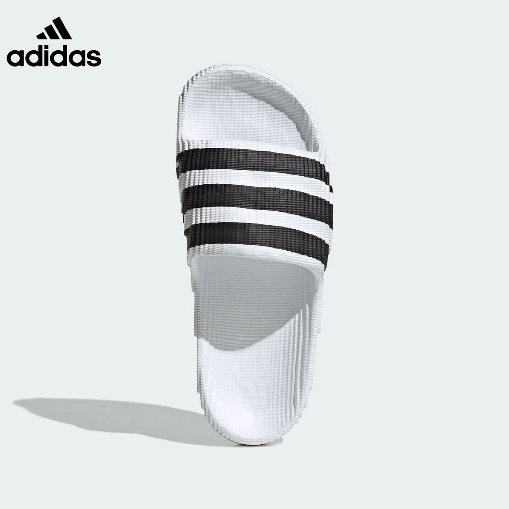 adidas Adilette 22 Slides – White with Black Stripes