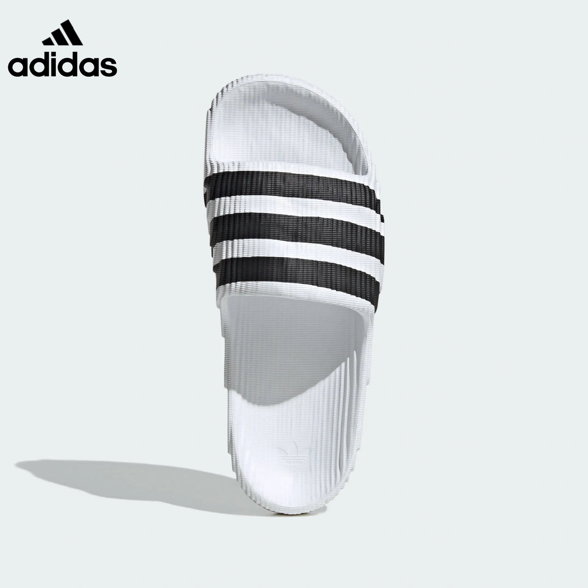 adidas Adilette 22 Slides – White with Black Stripes