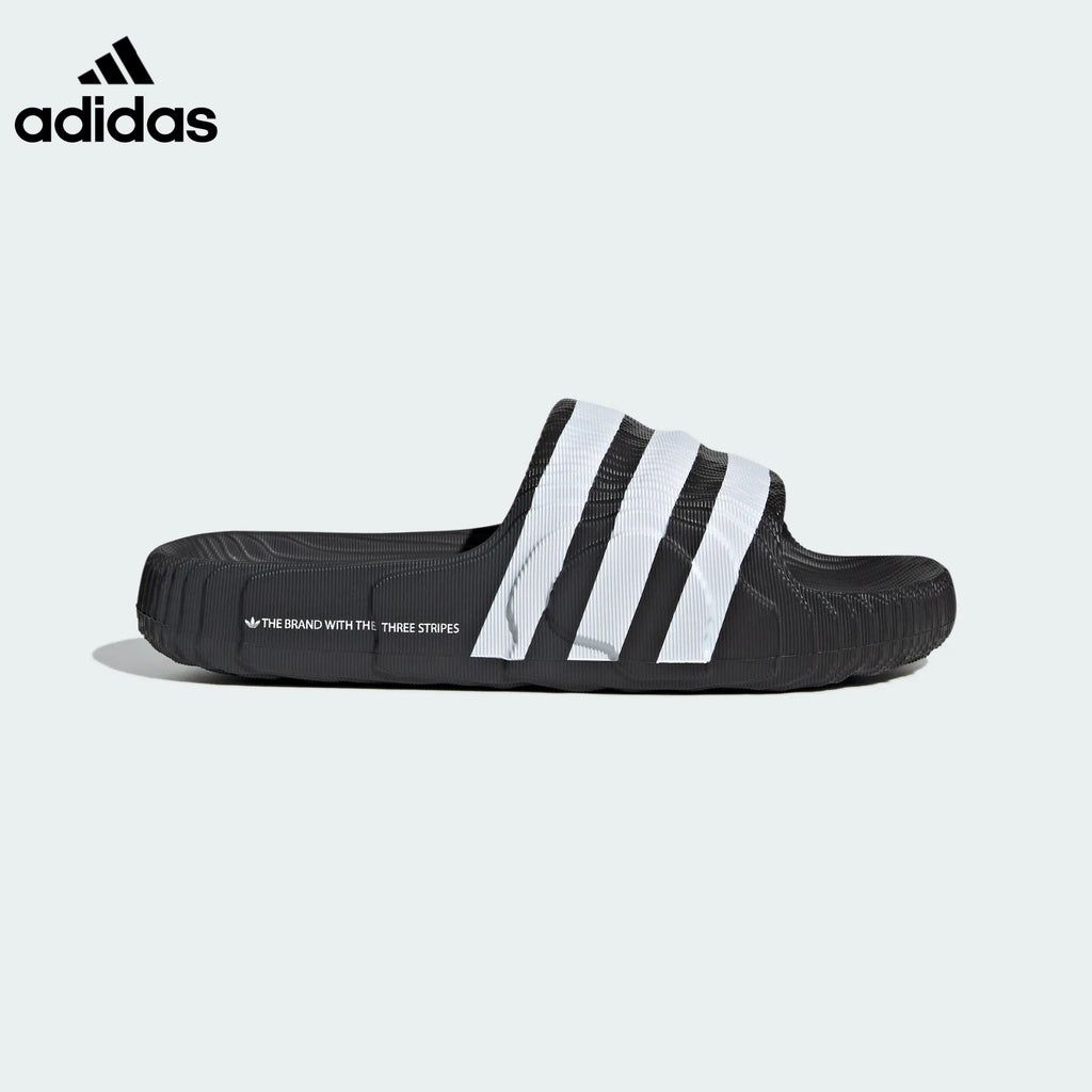 adidas Adilette 22 Slides – Black with White Stripes