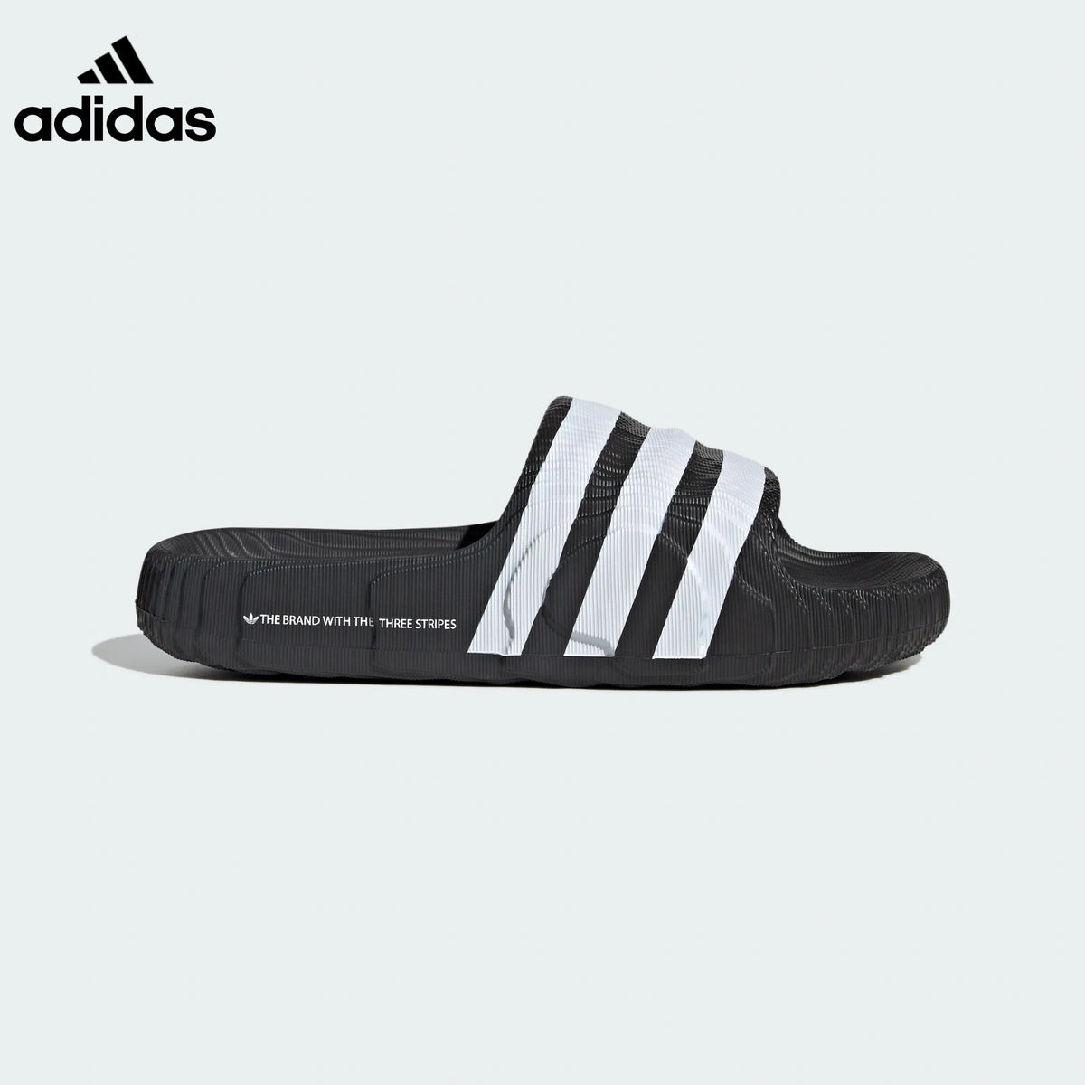 adidas Adilette 22 Slides – Black with White Stripes