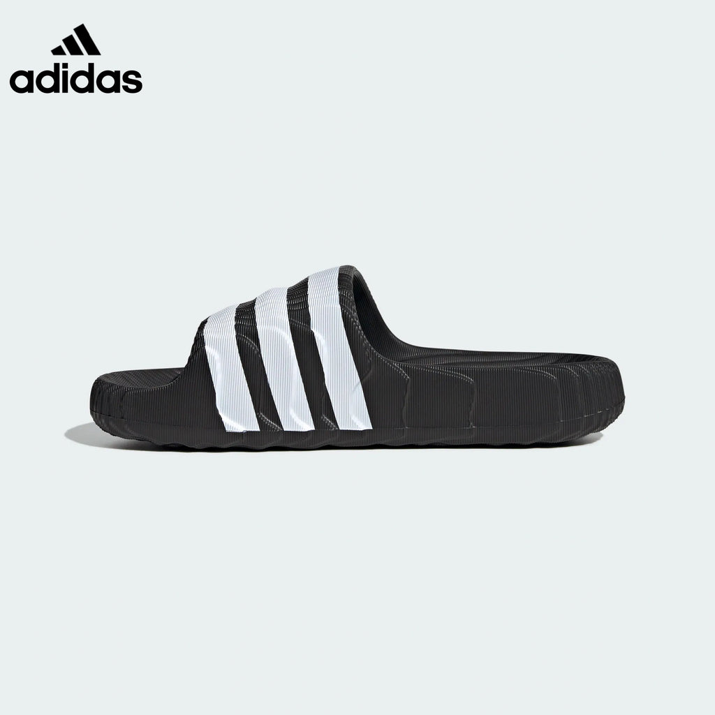 adidas Adilette 22 Slides – Black with White Stripes