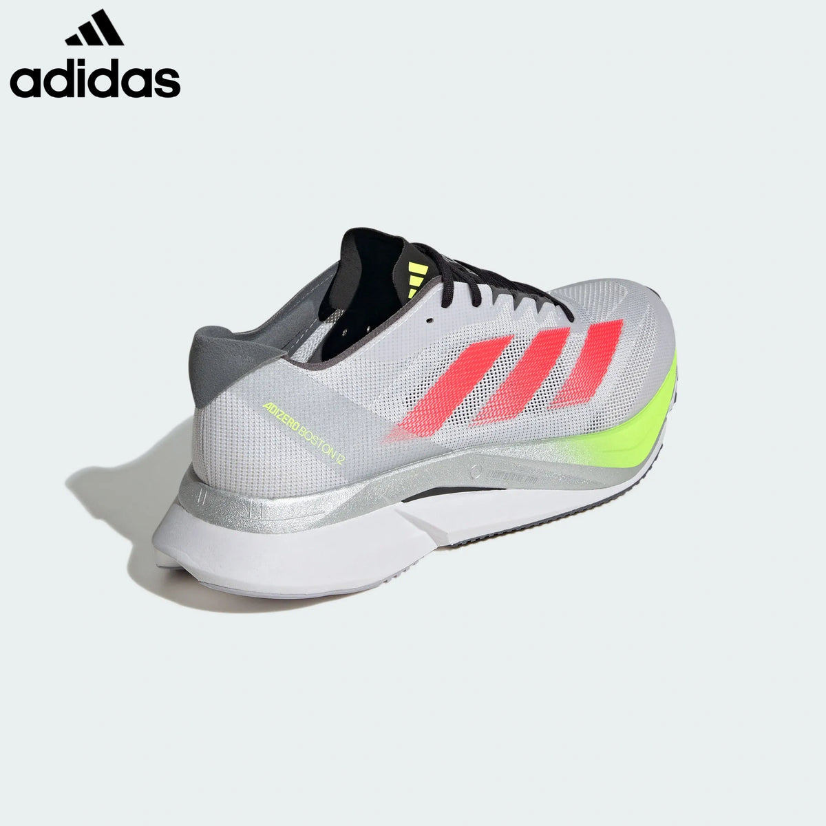 Adidas Adizero Boston 12 Gray Red Lime Unisex Running Shoes