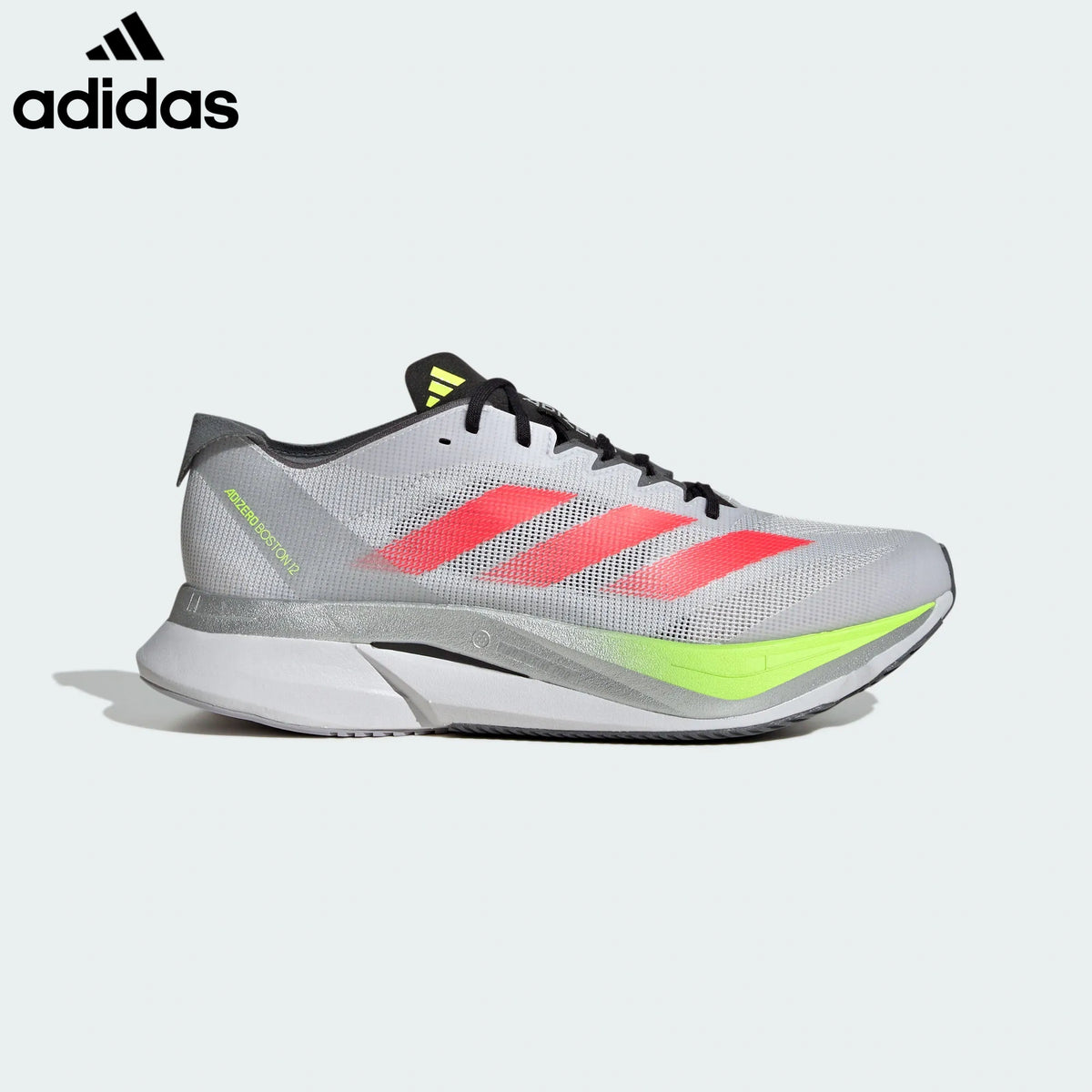 Adidas Adizero Boston 12 Gray Red Lime Unisex Running Shoes
