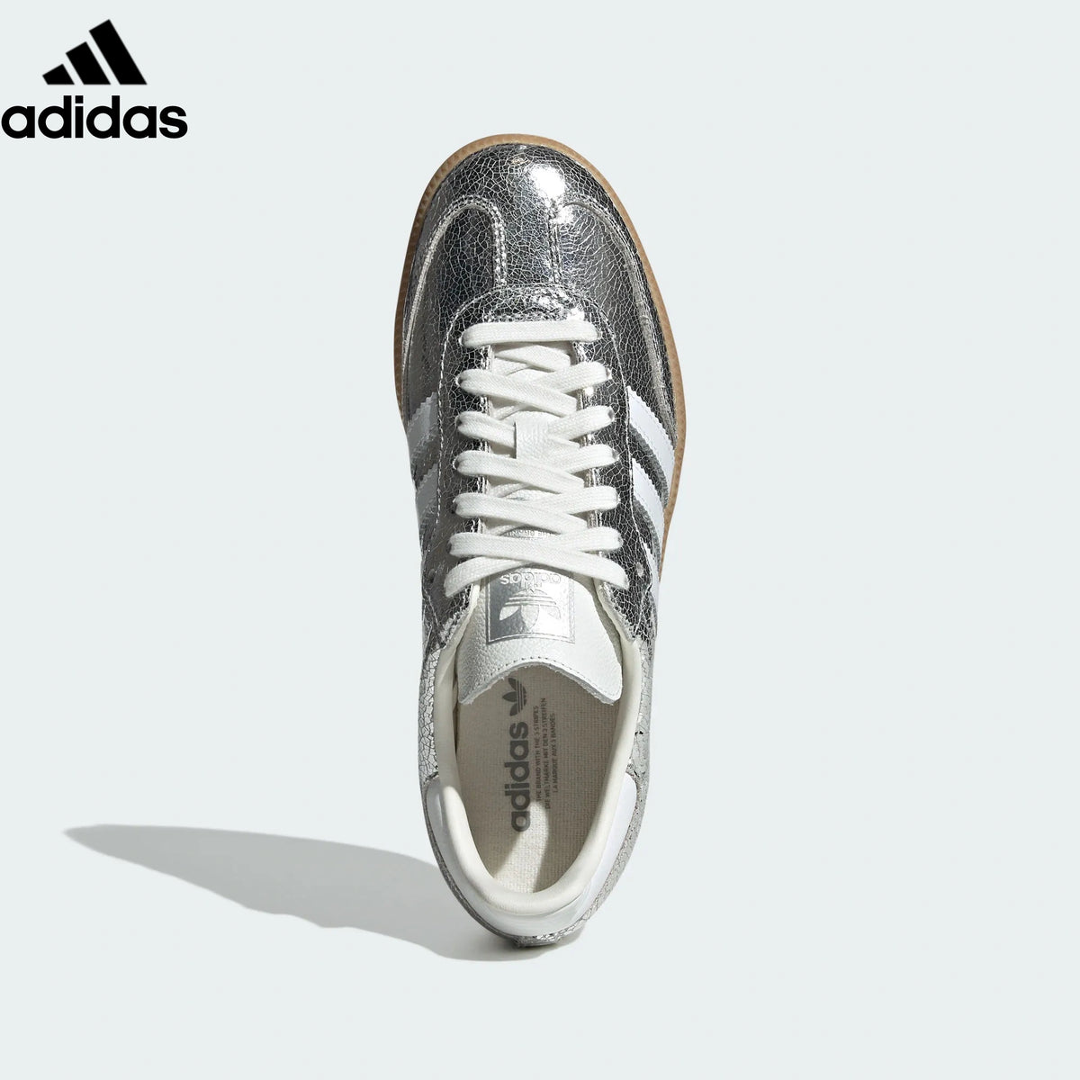 Adidas samba  women's shoes  men's samba sneakers  Samba OG Sneakers – Silver Crackle/White | Unisex